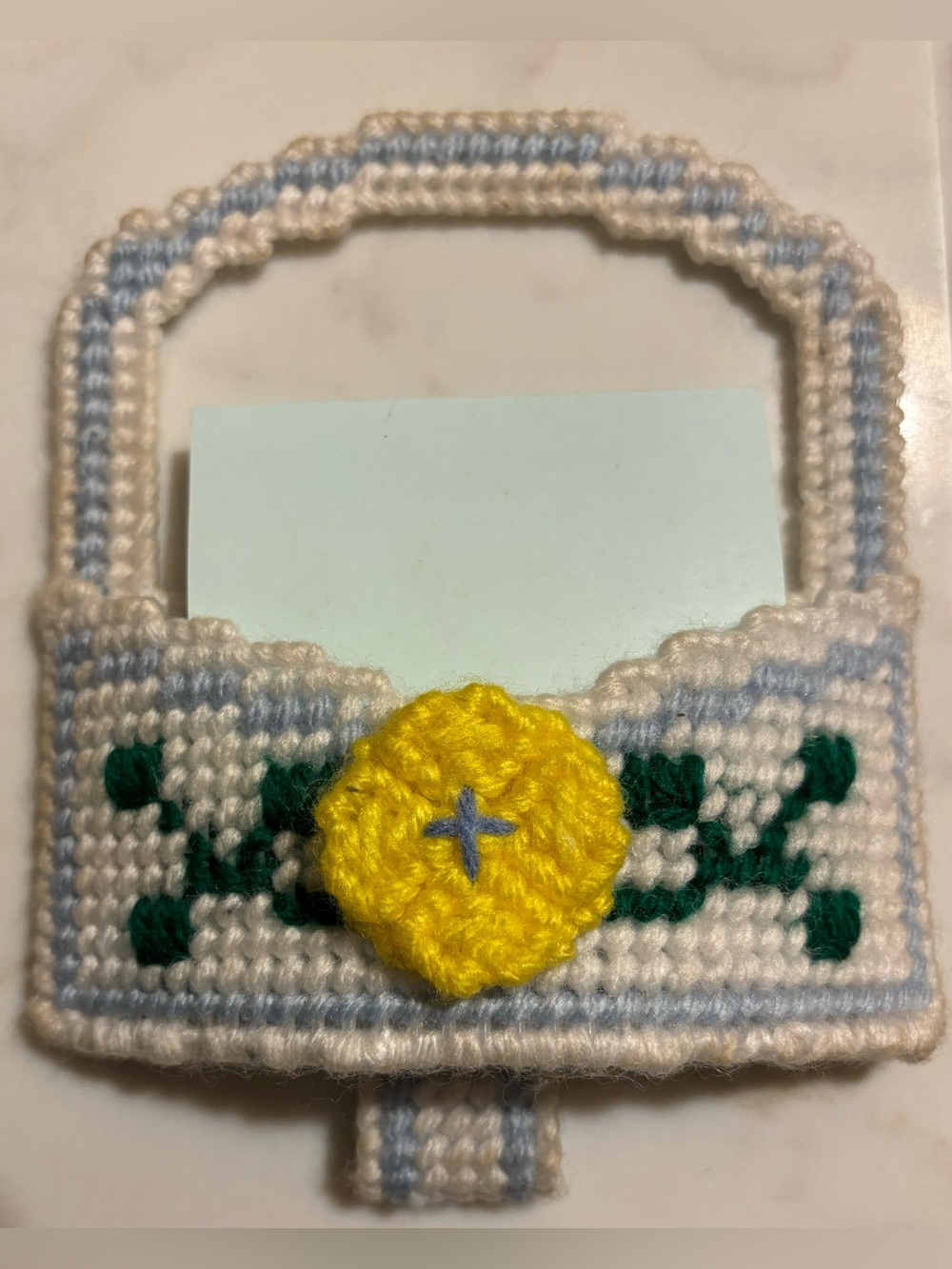 Vintage Needle Point Mini Purse/Basket Note Holder with Magnet